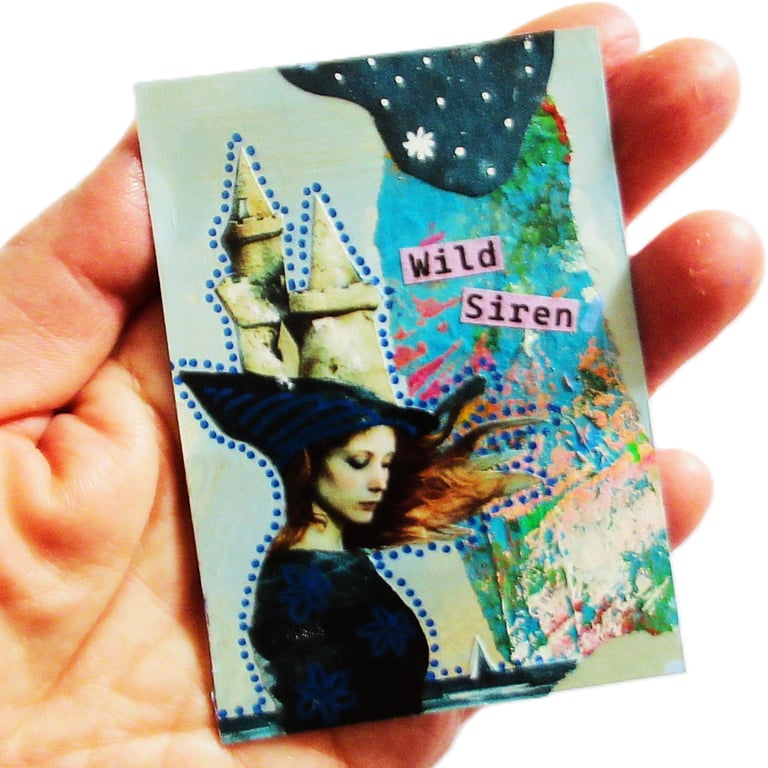 Sea Maiden Original ACEO Miniature Artwork Portrait Art Ocean Coastal Aesthetic 