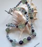 Designer Prehnite, Amethyst, Flourite & Shell Pearl Necklace  - Image 4