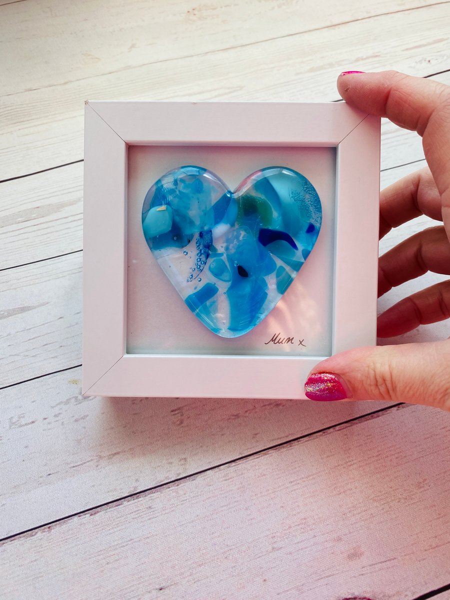 Mother’s Day fused glass heart picture 