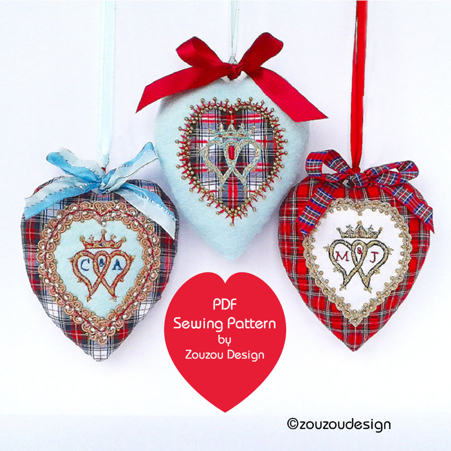 PDF Luckenbooth Fabric Heart Sewing Pattern