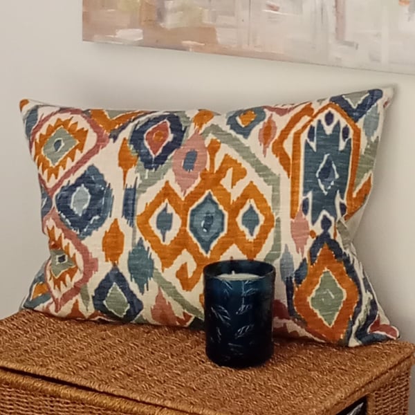 Linen blend, John Lewis, Maya Ikat Fabric cushion cover 23" x 16"