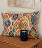 Linen blend, John Lewis, Maya Ikat Fabric cushion cover 23" x 16"