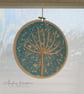 Linocut Embroidered Circular Hoop Hanging on Canvas - Agapanthus Seedhead - Image 5