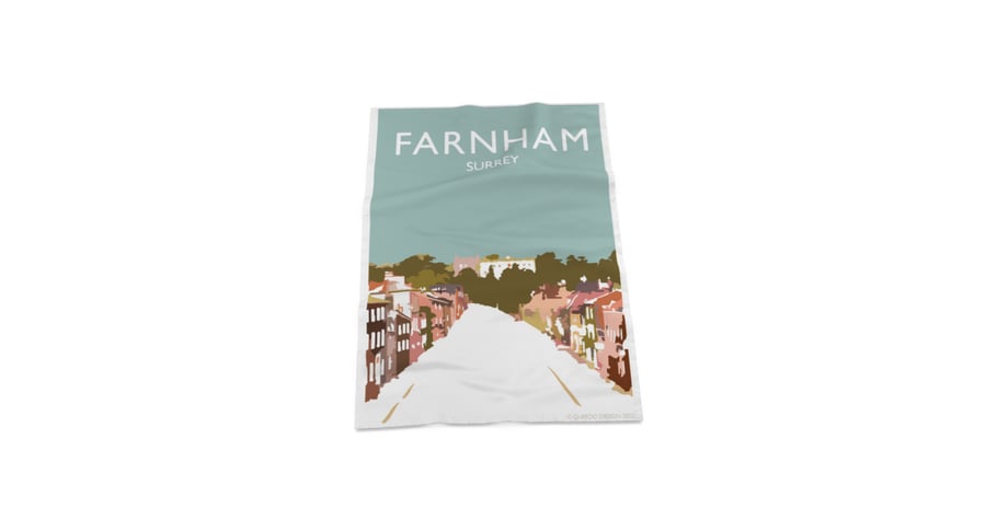 Tea Towel Farnham Surrey abstract ART fabric  (1)
