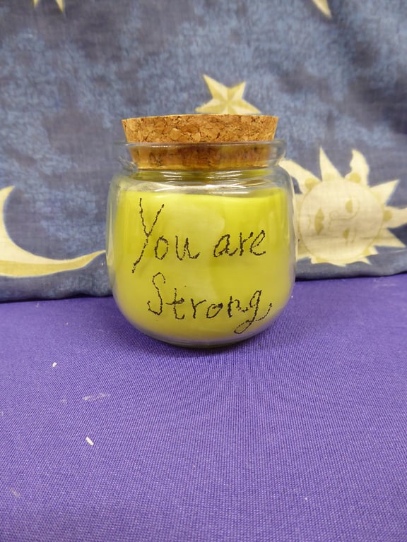 Hand Engraved You are strong Soy Wax Candle