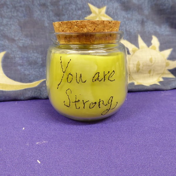 Hand Engraved You are strong Soy Wax Candle