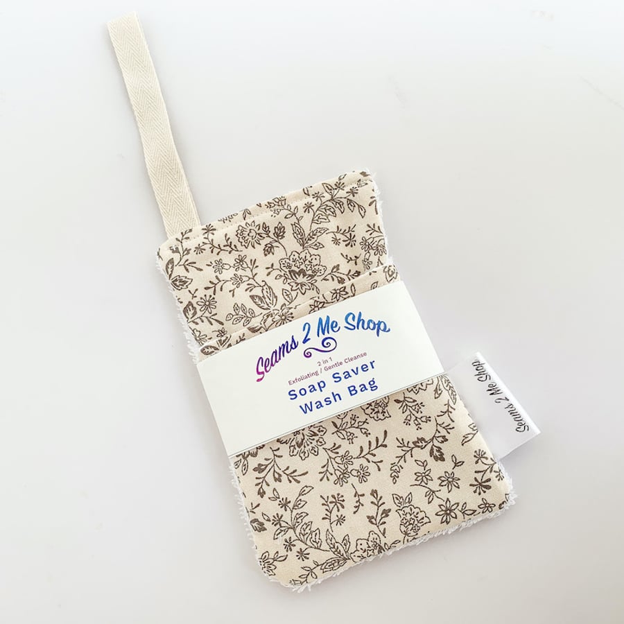 2 in 1 Exfoliating Soap Saver - White Floral