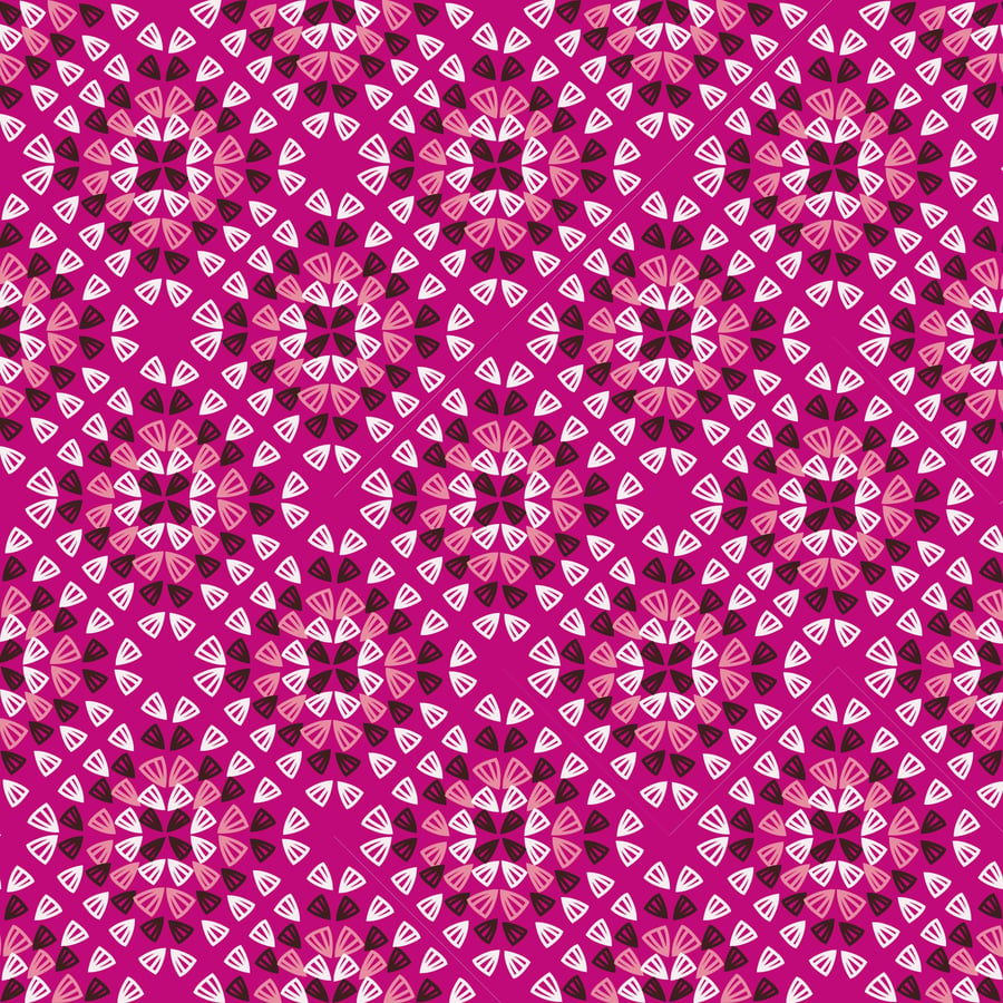 Digital print crochet-inspired granny squares vibrant seamless pattern