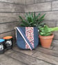 Upcycled Coffee Sack - Mini Shoulder Bag - Blue with orange paisley pattern