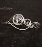 Tree of life silver charm shawl pin for knitted shawl and sweater, - Image 4