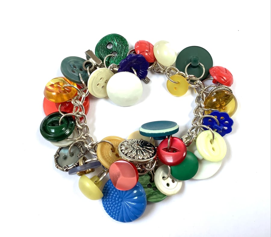 Vintage Button Charm Bracelet
