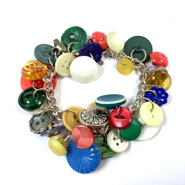 Vintage Button Charm Bracelet