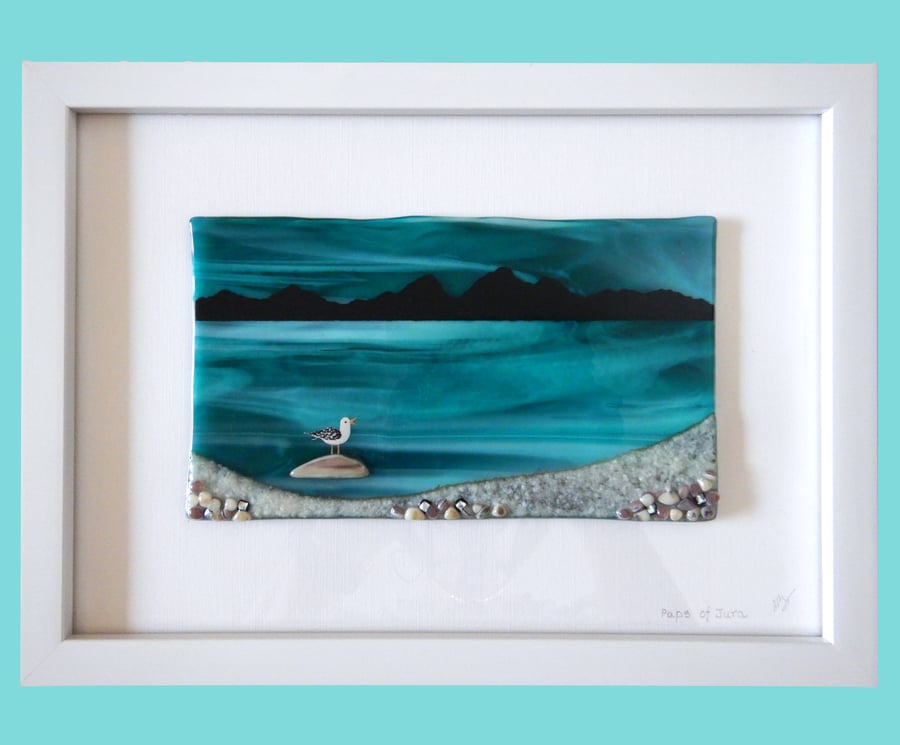 Handmade Fused Glass 'Paps of Jura' Picture