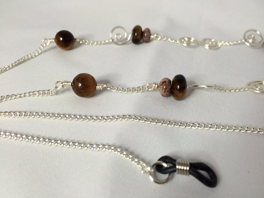 Tigers Eye double swirl lanyard
