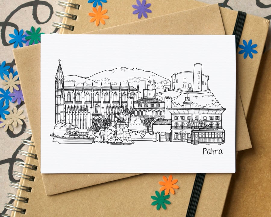 Palma de Mallorca Skyline Greetings Card