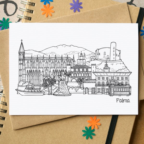 Palma de Mallorca Skyline Greetings Card