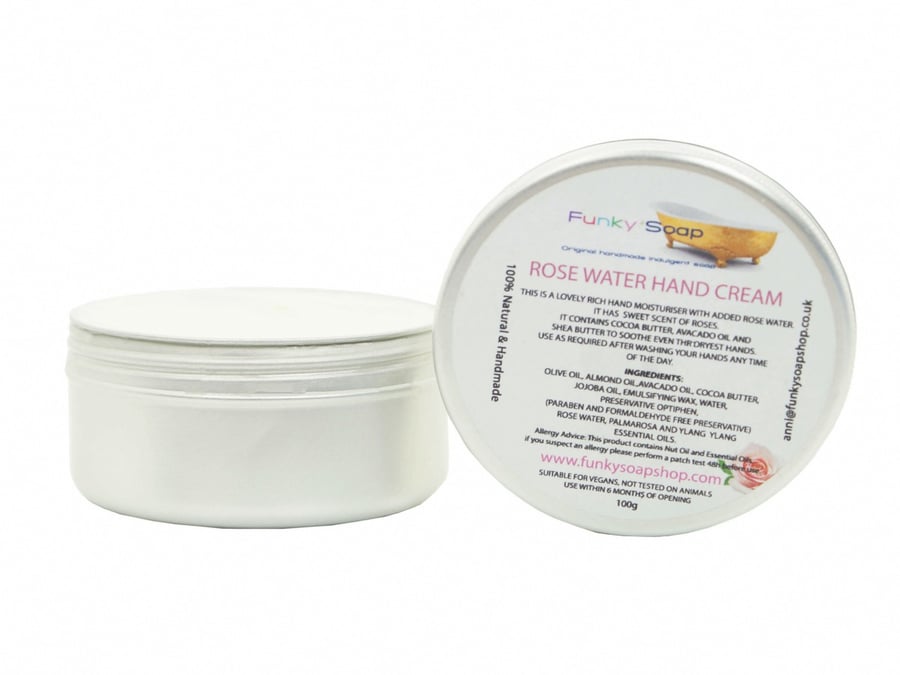 Hand Cream Rosewater , 1 Tub Of 100g