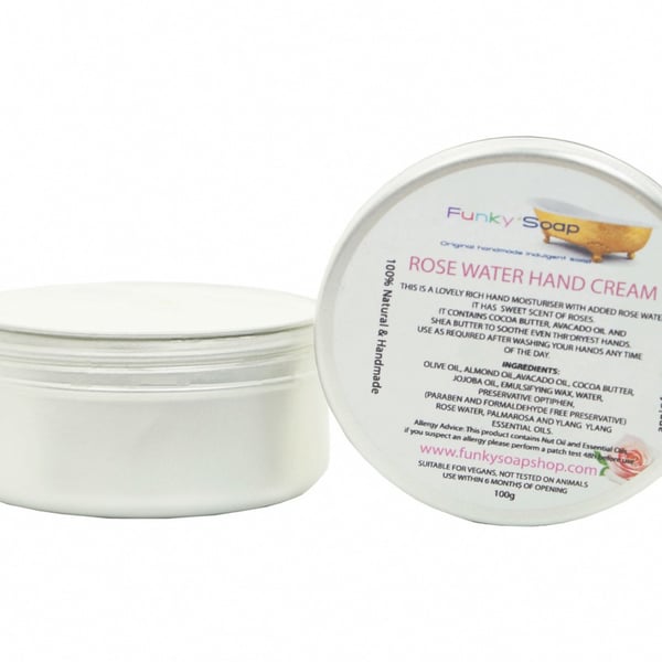 Hand Cream Rosewater , 1 Tub Of 100g