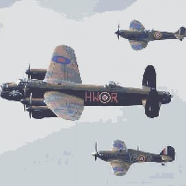 Battle of Britain Memorial flight (planes) cross stitch chart