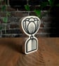 Neon Pink Peony Love You Flower Ornament Handmade Wooden  