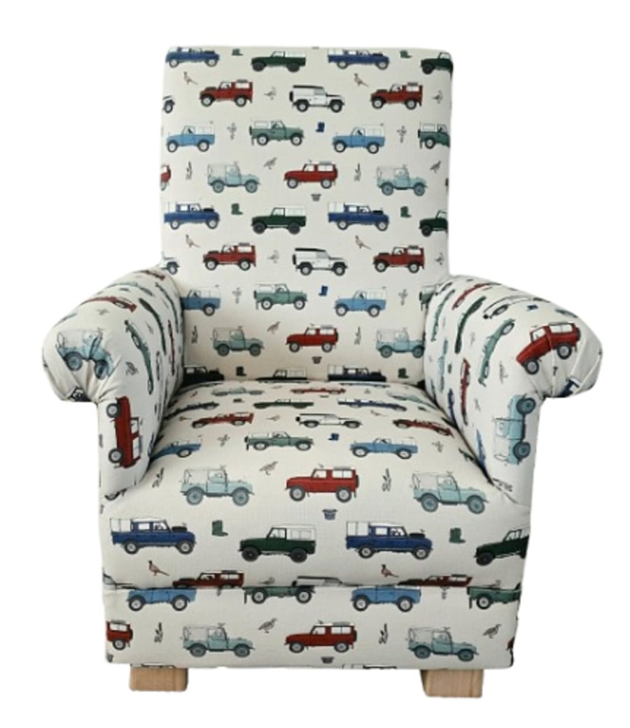 Kids Chair Land Rovers Trucks Fabric Armchair Children's Seat Boys Cars 
