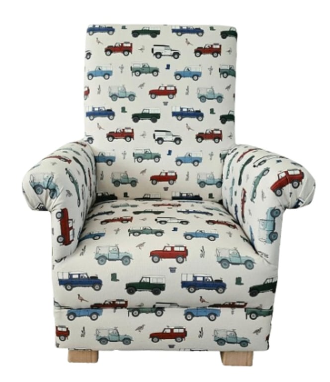 Kids Chair Land Rovers Trucks Fabric Armchair Children's Seat Boys Cars 
