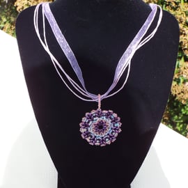 Purple Mandala Style Necklace