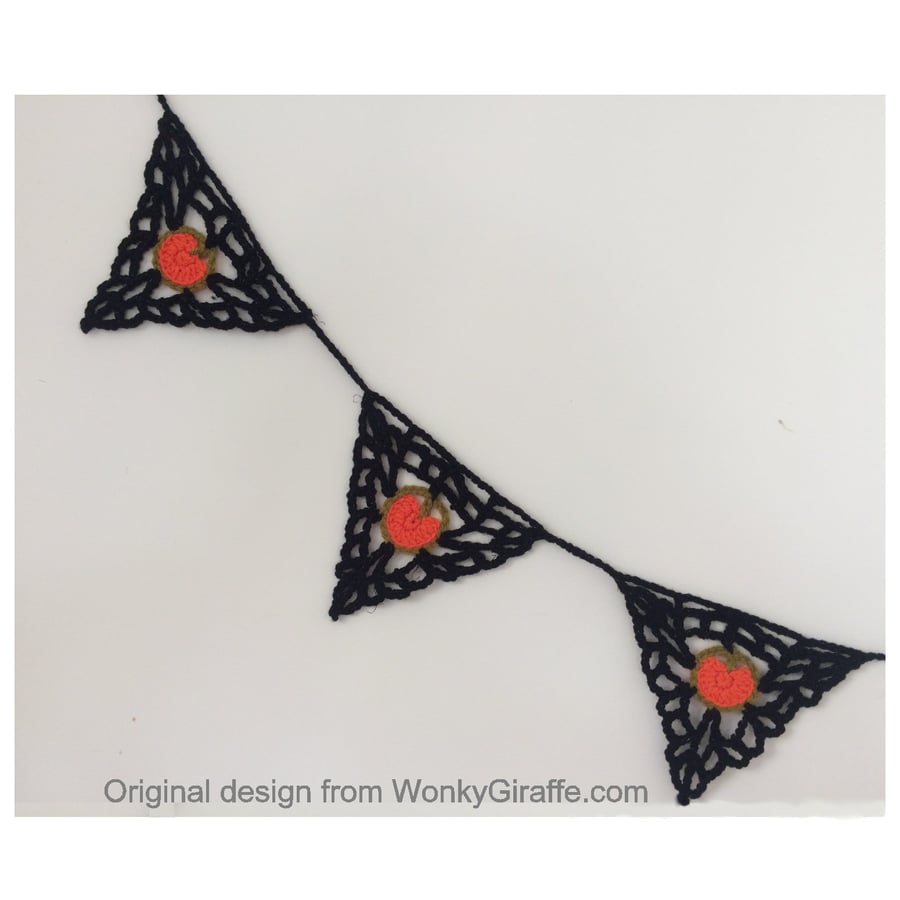 pumpkin cobweb bunting PDF crochet pattern 