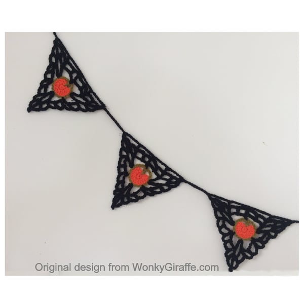 Autumn pumpkin cobweb bunting PDF crochet pattern 