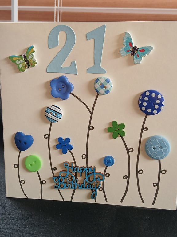 Handmade 21st birthday card 