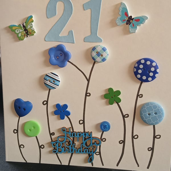 Handmade 21st birthday card 