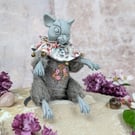 'Marcel', a grey porcelain and textile mouse imp.