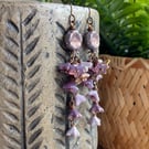 Lavender & Purple Czech Glass Flower Cluster Earrings. Nature Inspired Jewellery
