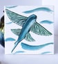 Flying Fish Design Ceramic Tile Trivet with Cork Backing - Image 1