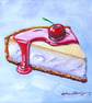 Cheesecake Oil Painting – Original & Framed – A Gift to Bring Smiles!