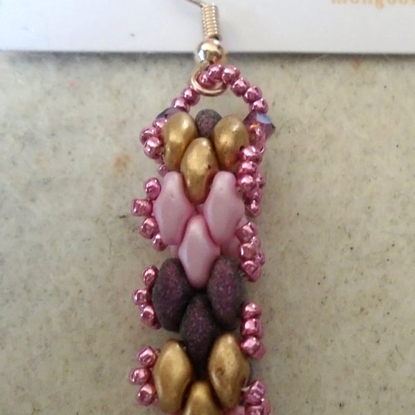 Brickwork-pattern bead earrings (customisable)