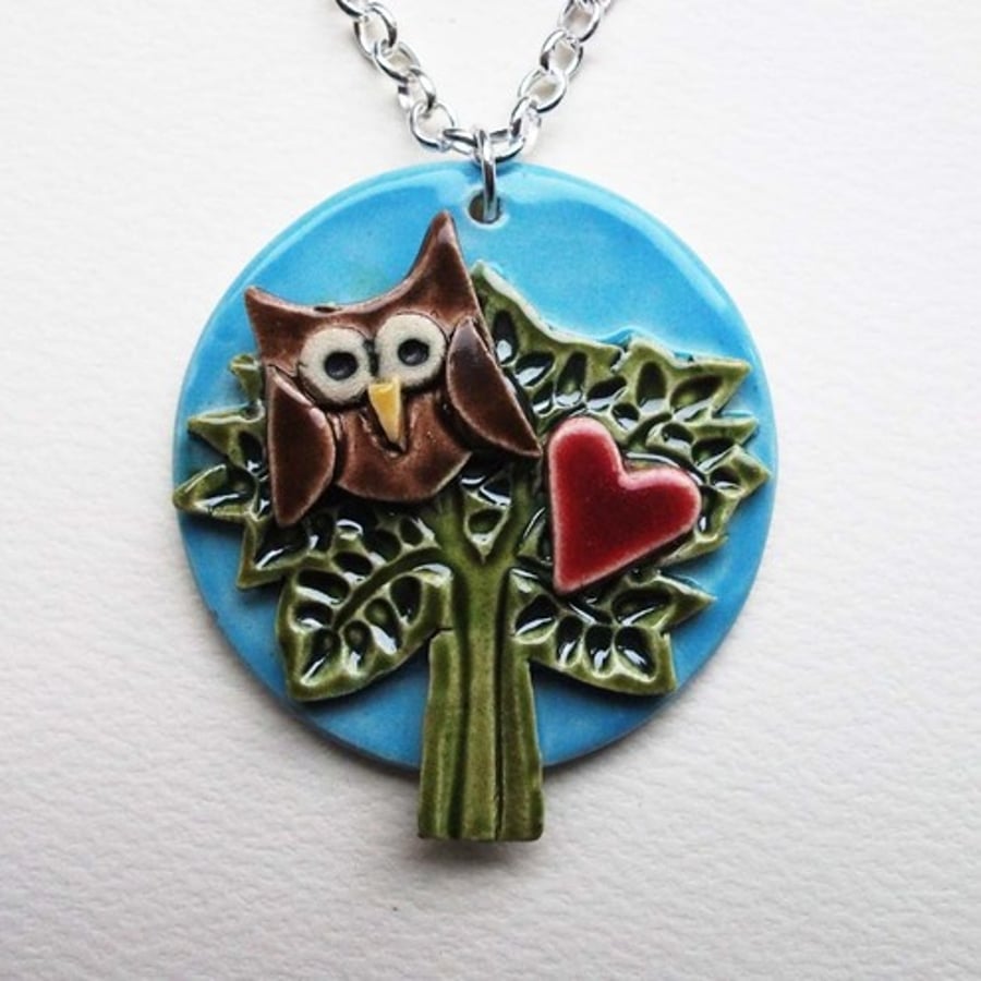 ceramic owl pendant