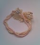 Pink and Cream 3 Strand Pearl Jewellery Set, Ladies Jewellery Set - Image 2