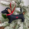 Black Felt Dachshund Christmas Decoration