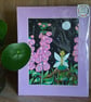 Illustration of a Fairy sitting on a log amongst the foxgloves at night.   - Image 5