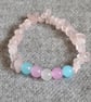 Trans Pride – Elastic Bracelet with Glass Beads and Rose Quartz Chip - Image 2
