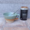 Cuddle mug coffee tea cup hand thrown in stoneware ceramic pottery heart