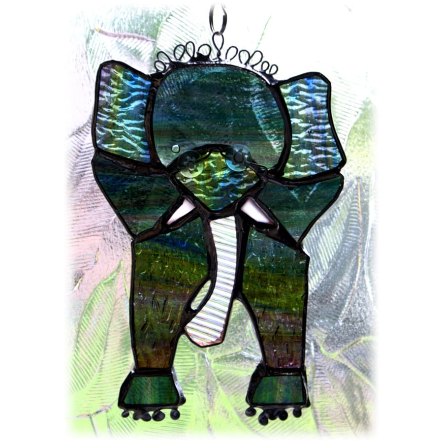 Elephant Suncatcher Handmade Stained Glass Heather