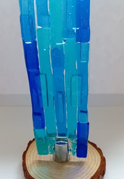 Fused glass Blues Worry Poppet