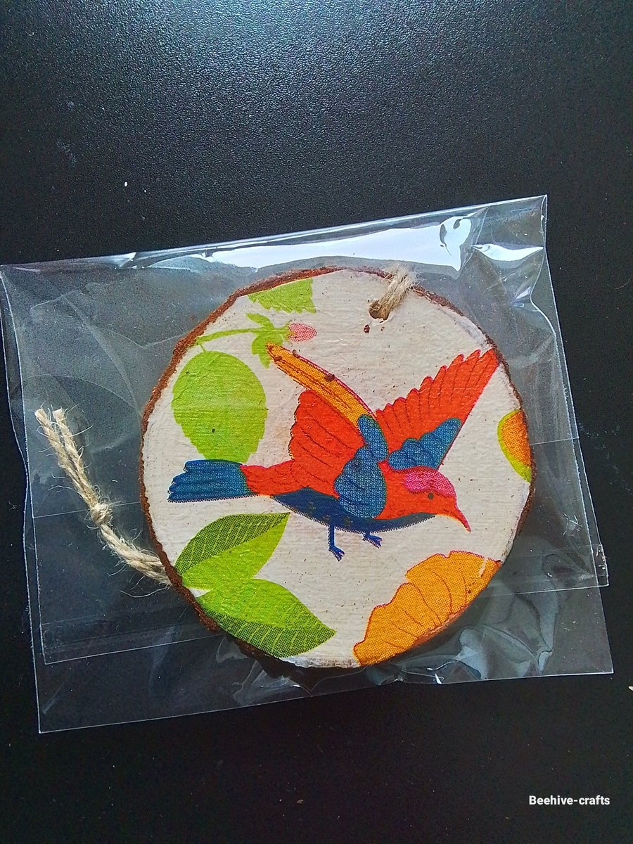 Woodslice decoupage decoration 
