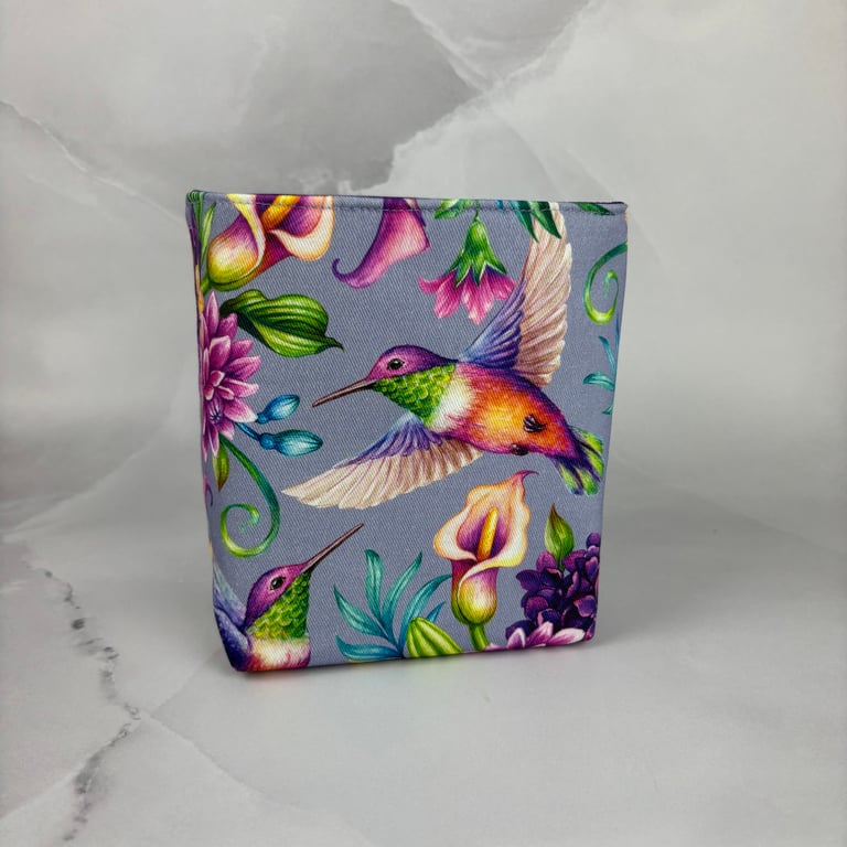 Hummingbirds fabric basket, storage bin, Handmade