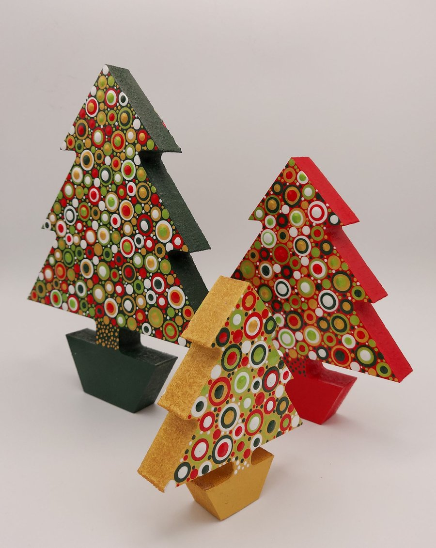 Set of 3  Wooden Christmas Trees