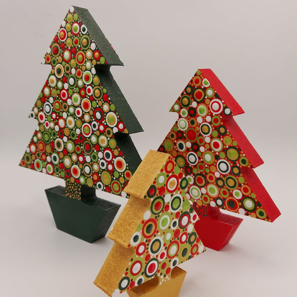 Set of 3  Wooden Christmas Trees