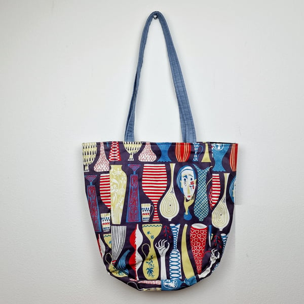 Handmade Stig Lindberg "Pottery" shoulder tote bag 