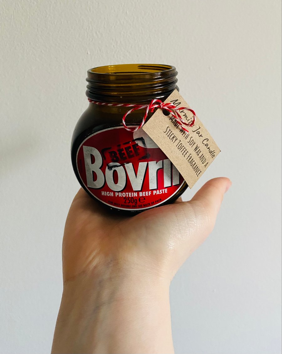 Sticky Toffee Scented Bovril Jar Candle 